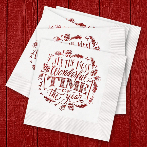 Most Wonderful Time of the Year Christmas Napkins - Picture 2 of 6